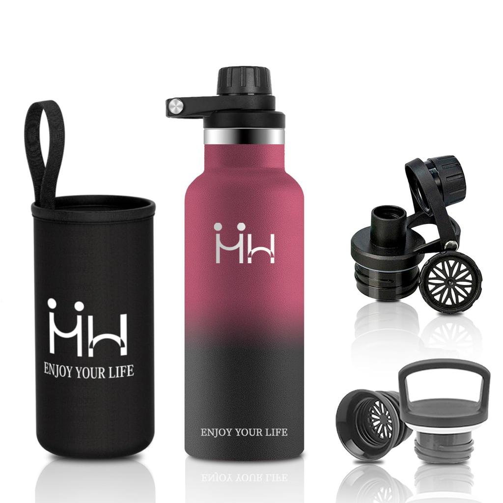 500ml Stainless Steel Water Cold Direct Airtight Easy to Cloth Bag Two Lids Stylish for Club High School Outdoor Unisex Bottle, Insulated, & Hot,