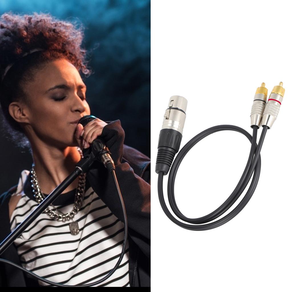 Splitter 1 XLR Female Plug to 2 Male Plugs Cable for Home Theater and Professional Equipment