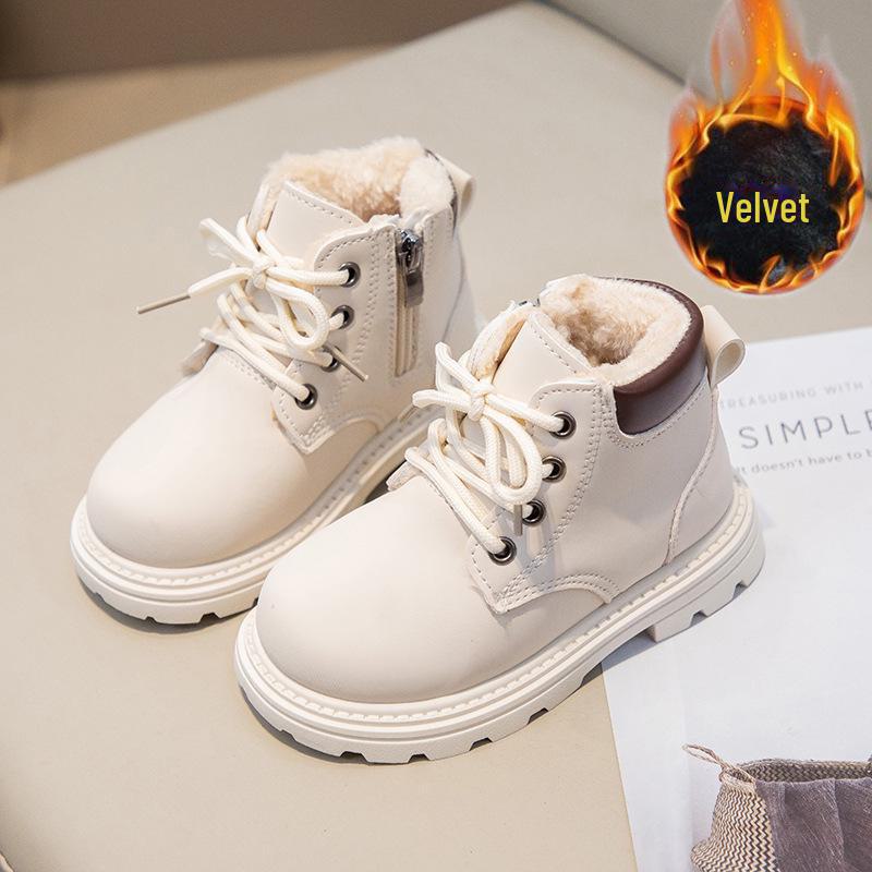 

Детские желтые зимние ботинки с теплым бархатом и хлопком для мальчиков и девочек 6 pairs of size 21-26 грязно-белый