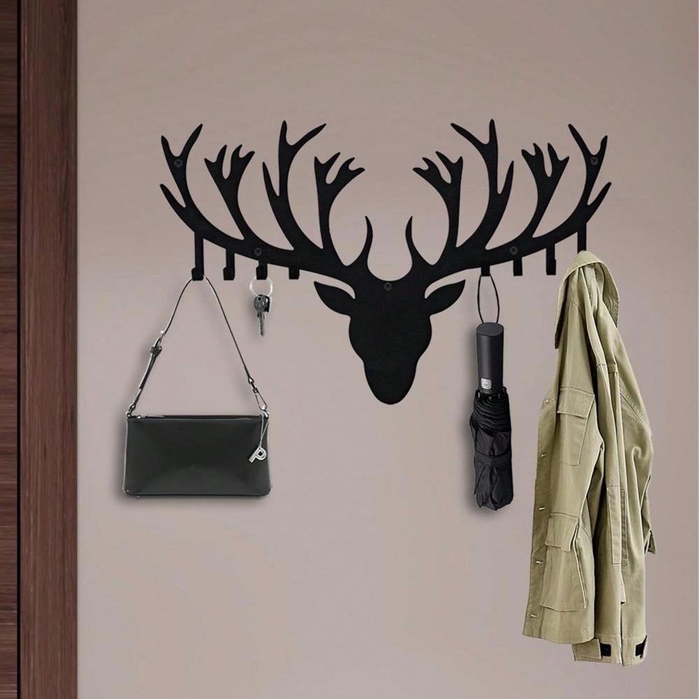 Antler Key Holder Wall Mounted Modern Metal Key Hanger Unique Deer Head Hook Creative Home Decor