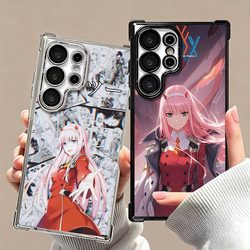 Darling Zero Two 02 Anime Plating Phone Case For Samsung Galaxy S24 S25 FE S26 Edge S23 Ultra S22 S21 Plus S20 Anti-Fall Airabag
