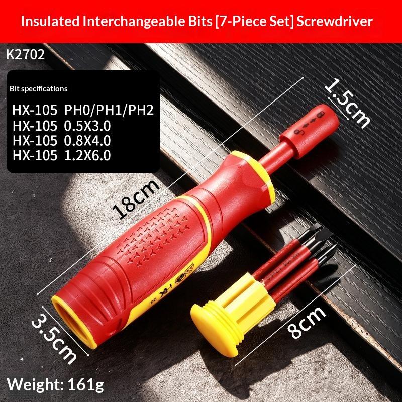 Insulated Screwdriver Set Magnetic Slotted Bits Interchangeable Multi-Purpose Electrician Tool Motorcycle Repair
