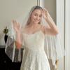 Luxurious Double Layer Bridal Veils Airy Sheer Hair Accessory For Wedding Pearls Adorned Headpiece Classical Design