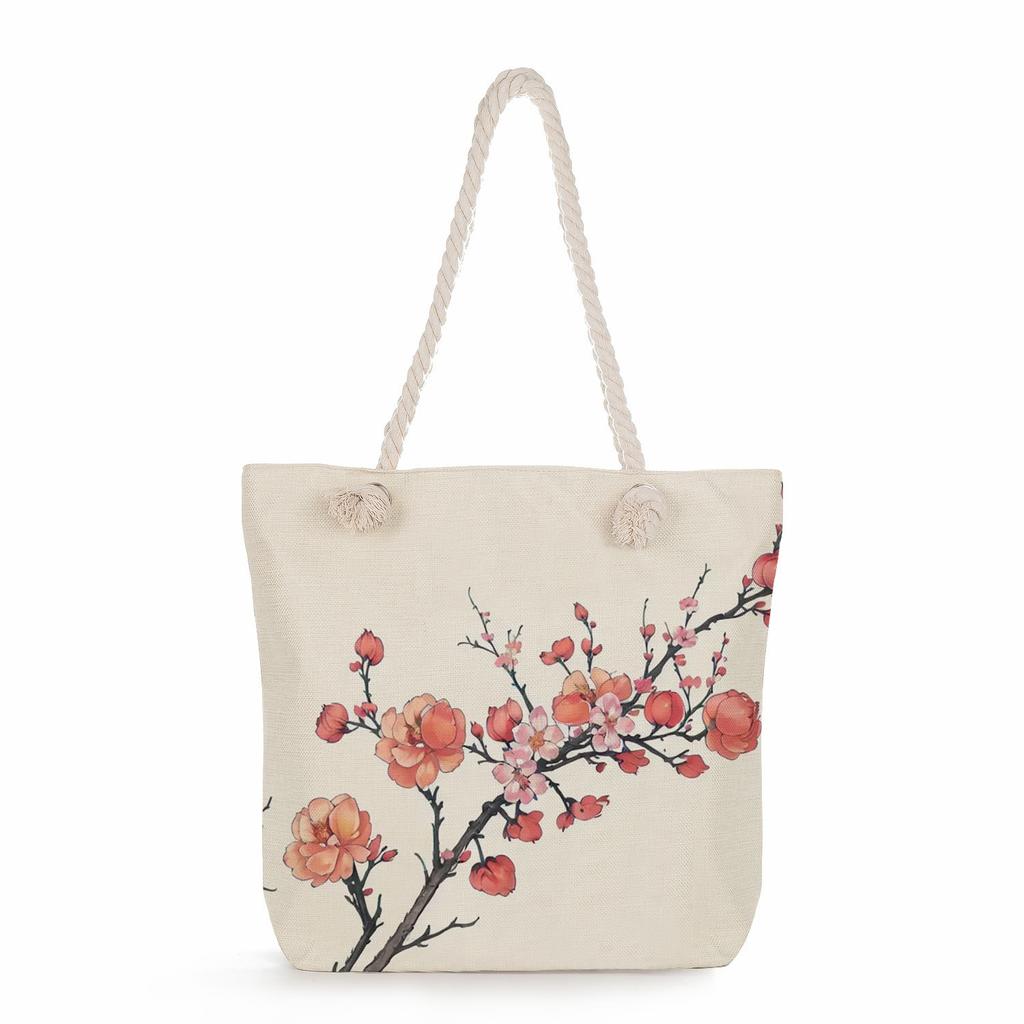 Flower Print Thick Rope Single-shoulder Beach Bag 7318 CLE