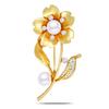 Korean Style Sunflower Pearl Brooch - Retro Fashion Rhinestone Pin Accessory