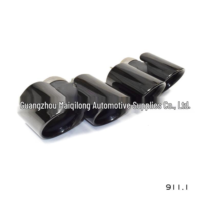 Fits 08-19 Porsche 911 Carrera Sport: Quad Outlet Titanium Black Stainless Steel Tailpipe Exhaust Upgrade