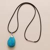 Luxury Personality Free Simple European and American Popular Jewelry Turquoise Stone Water Drop Pendant Wax Rope Necklace Jewelry Merchandise Craft
