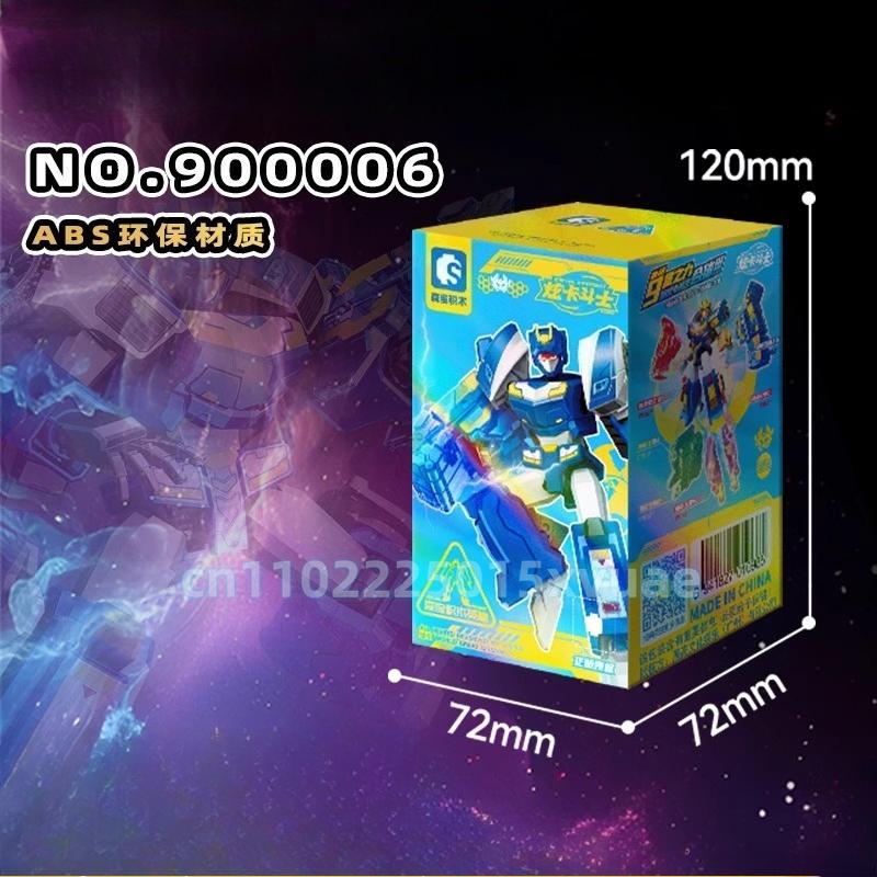 New SEMBO METAL CARDBOT Building Block Xuan Blue Lightning Transforming Robot Assembly Movable Model Toy Collect Children's Gift