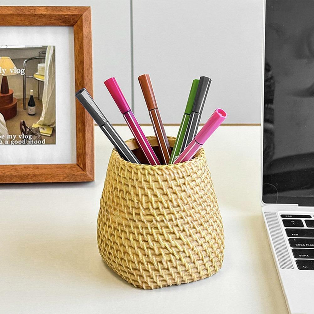 Home Office Rattan Pen Holder Simple Tableware Holder INS Style Vine Pen Holder  Desk Accessories