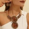 New African Colorful Round Geometry Zircon Set Aluminium Wire Necklace Earrings Set For Women Party Wedding Dress Gifts