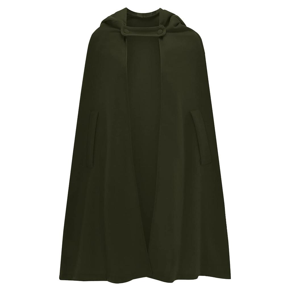 Gothic Open Front Hooded Cardigan Women  Long Coat Solid Color Cloak Cape Winter Outdoor Jackets