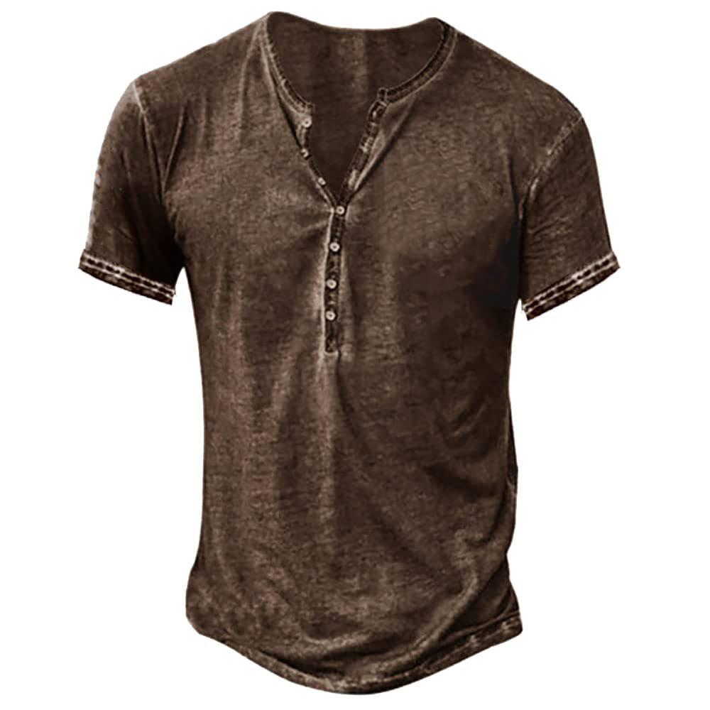 2024 New Retro V-Neck Men's Fashion Casual Short Sleeve Cardigan