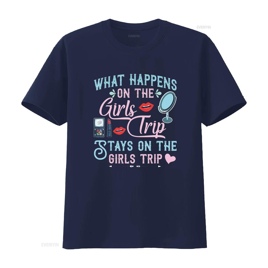What Happens On The Girls Trip Stays Funny Vacation T Shirt Vintage Washed Unisex Slightly Comfortable Versatile Casual