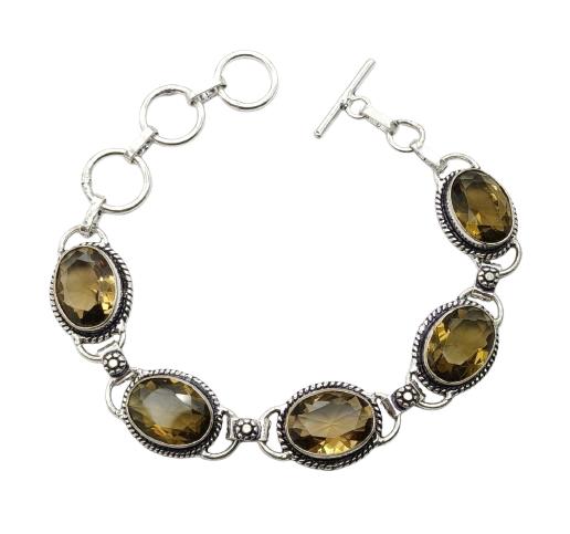 Smoky Topaz Gemstone Silver Plated Handmade Bracelet Jewelry BR 11