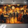 Large Jazz Club Tapestry Wall Hanging Vintage Bar Scene Abstract Music Festival Decor Retro Art Canvas Print