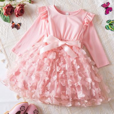 Girls Fashion Sweet Dress Autumn Winter Children's Casual Long-sleeved Dress Flower Princess Dress Birthday First Birthday Dress