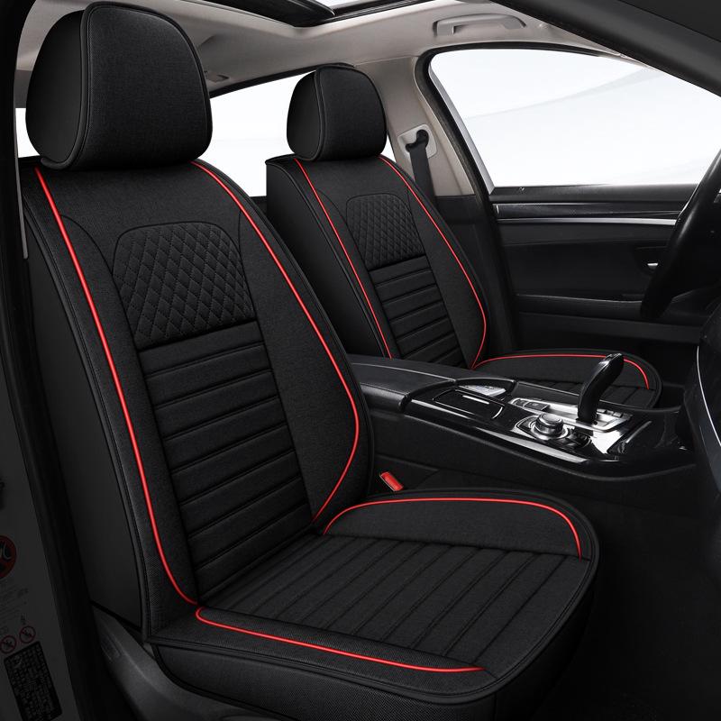 Universal Four Seasons Full Coverage Linen Seat Cushion Set for Small Cars