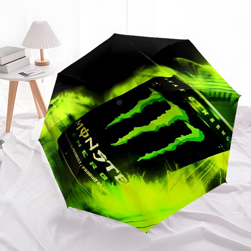 Printed Monster Energy LOGO Printed Folding Umbrella,Outdoor,Leisure,And Travel Umbrella,Durable Umbrella Fabric,Birthday And Holiday Gift
