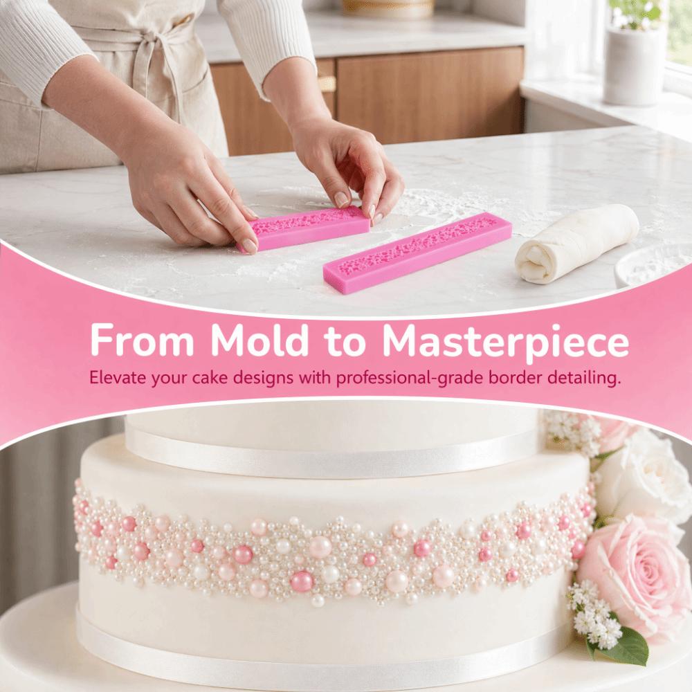 Silicone Cake Border Mold Heat Resistant Chocolate Mold Durable Fondant Mold Cake Decorating