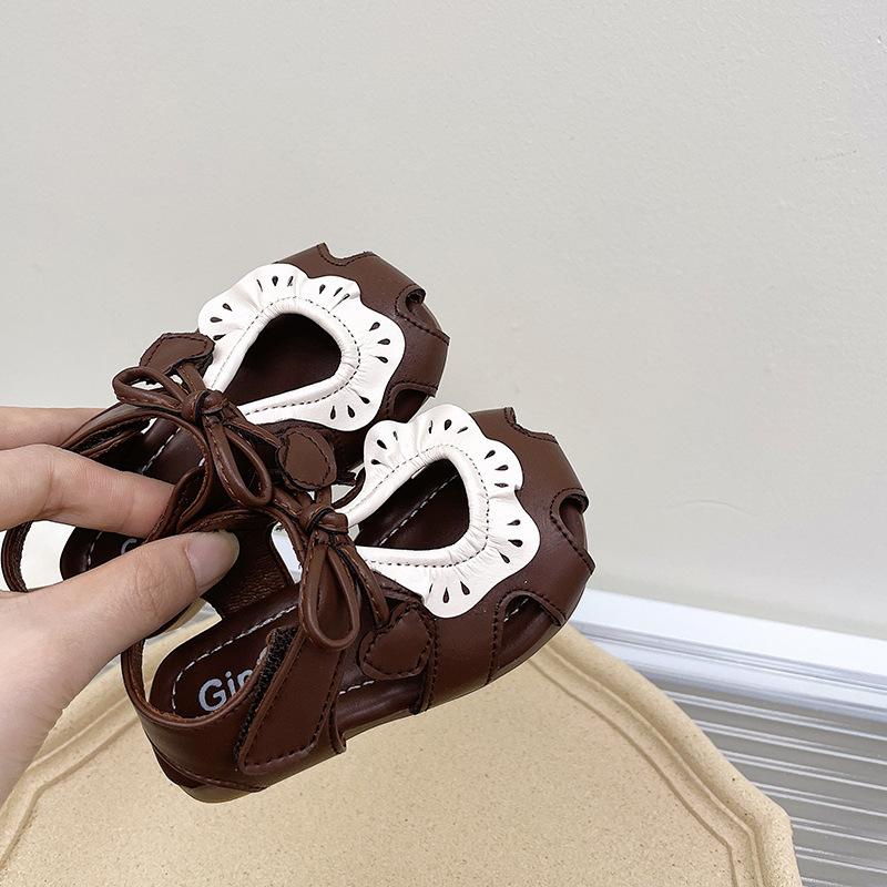 

Summer First Walkers New Fashion Soft Baby Girl Shoe Anti Slip Flat Princess Baby Shoes Classic Retro Daily Cute Casual Sandals 15insole11.5cm коричневый