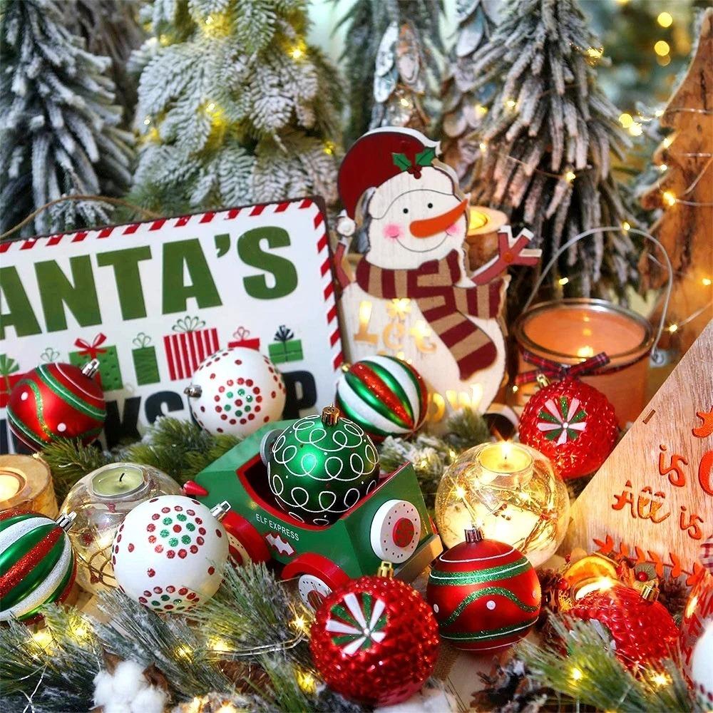 30Pcs/box 6cm Christmas Tree Pendants Electroplated Hanging Decoration Gift