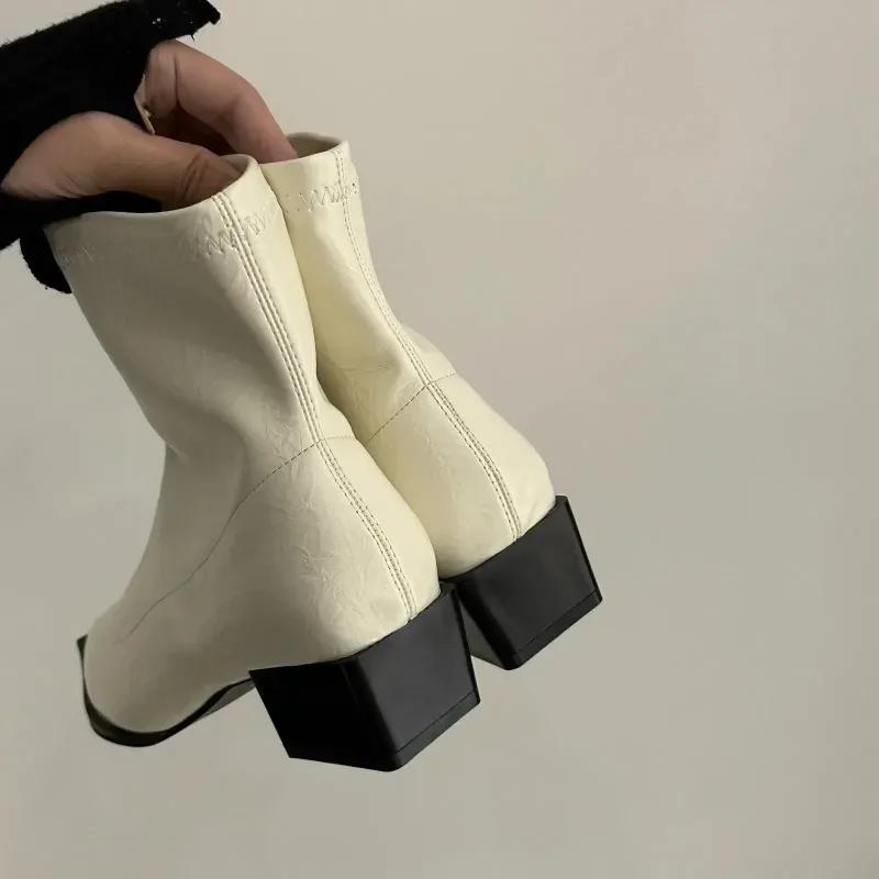 Fashion Autumn Women Ankle Boots Shoes Fashion Pointed Toe Ladies Short Boot Square Low Heel Casual Winter Women's Footwear