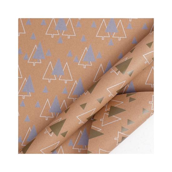 Christmas Wrapping Paper Vintage Thick Brown Holiday Gift Wrap with Christmas Tree Truck Snowflake