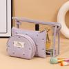 Transparent PVC Makeup Bag Canvas Set - 3-Piece Travel Toiletry & Storage Bags for Women