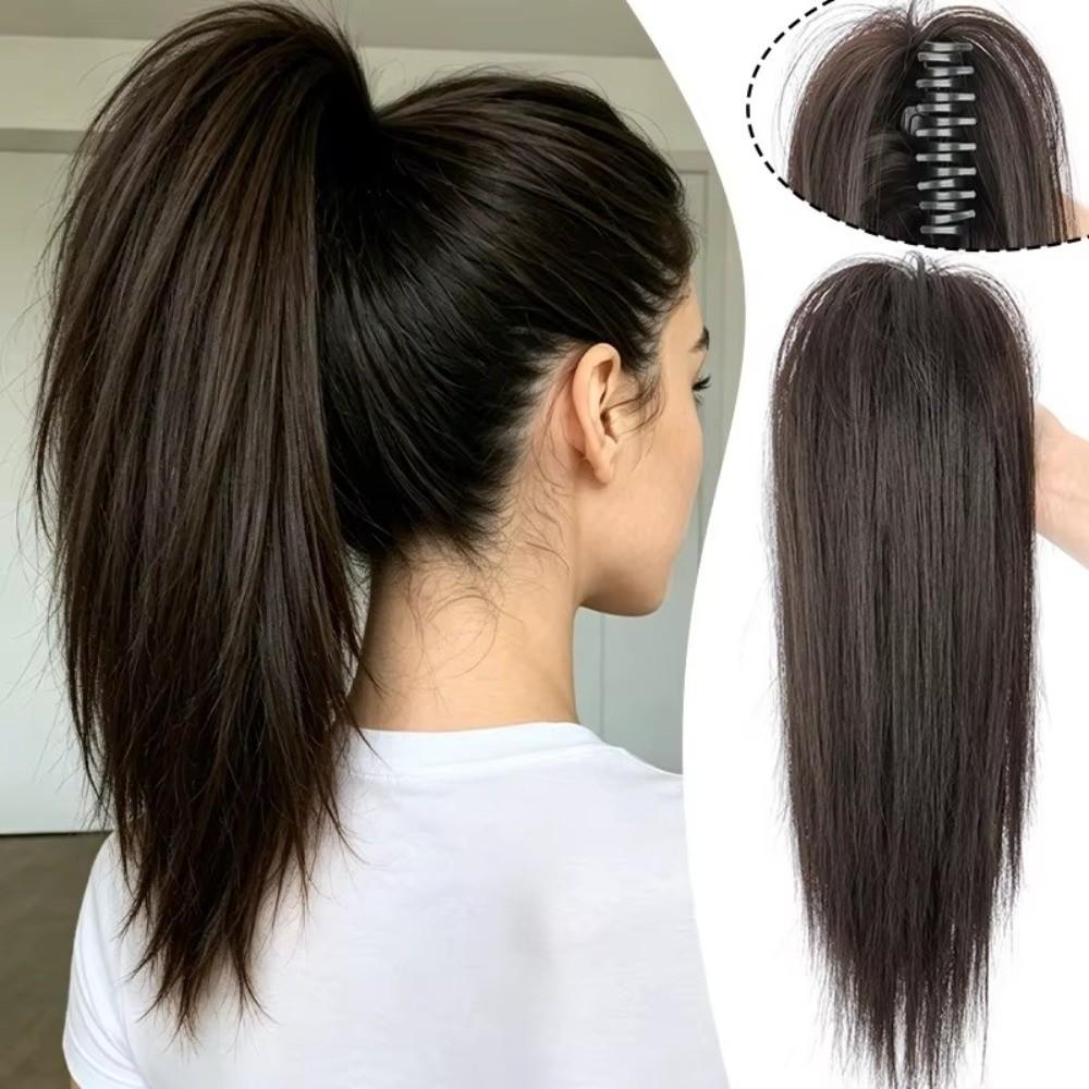 Ciocche per coda di cavallo in fibra sintetica con clip, mezza acconciatura, nuova extension per capelli per donna