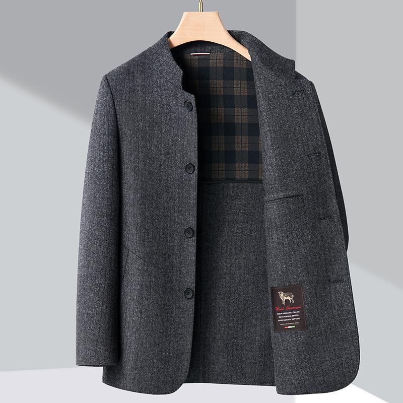 

Осенние и зимние мужские шерстяные куртки, повседневные шерстяные пальто с воротником-стойкой для людей среднего возраста, горные пальто, двусторонние шерстяные куртки для пап 195