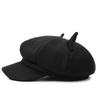 Cute Cat Ear Octagonal Hat, British Retro Wool Beret, Women's Solid Color Trendy Painter Hat