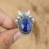 Lapis Lazuli Gemstone Cresent Moon Engagement Promise Ring Jewelry 925 Silver