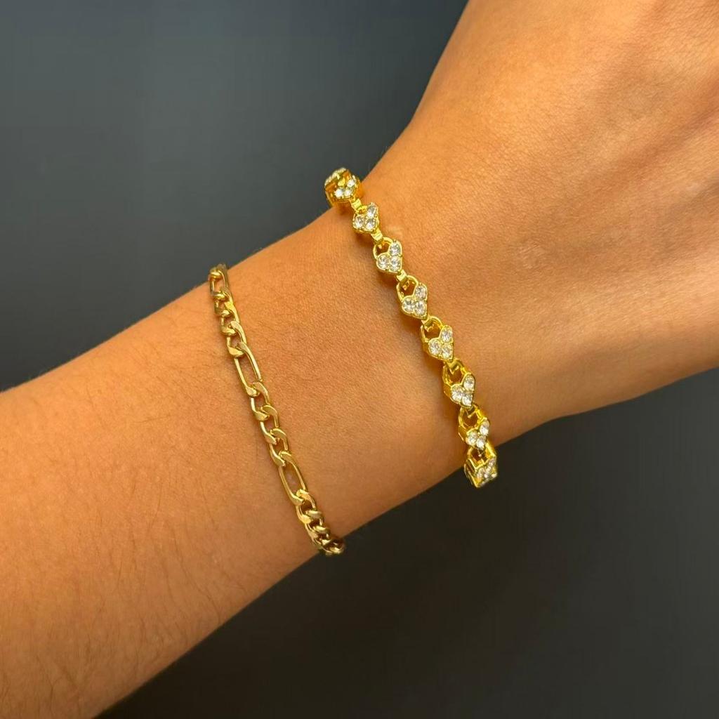 2-Piece Fashion Bracelet Set Bohemian Style Heart Bracelet Premium Gold-Plated Bracelet Party Gift Jewellery Birthday Present