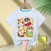 2026 New Summer Cotton Cartoon Crayon Shinchan Print TShirt Summer Fashion Casual Round Neck Cotton Childrens Top