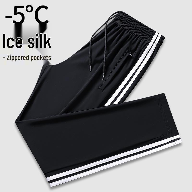Navy Blue Ultra-Thin School Uniform Pants with Two White Stripes for Students