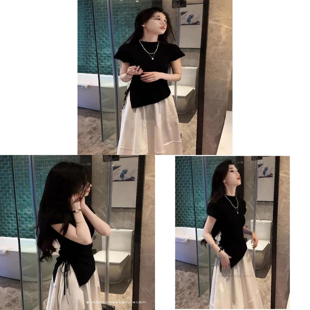 Black Oversize Knitted Ice Silk Sleeveless Top With Embroidery For Summer Casual Wear