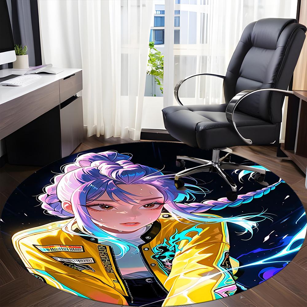 KPop Demon Hunters Office Round Area Rug Suitable For Office, Under Office Chairs Bedroom Living Room Home Decor, T1224010