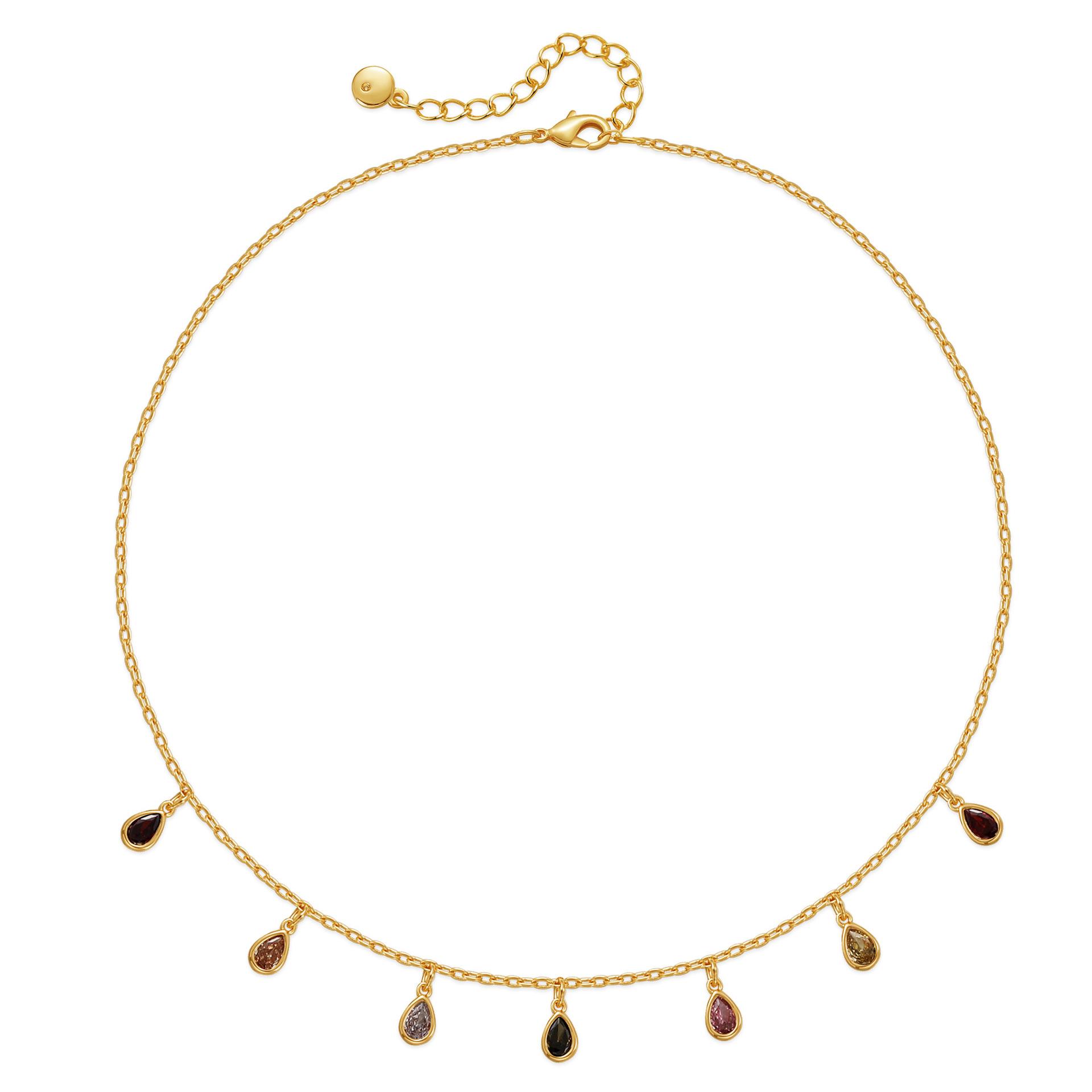 K Gold Plated Copper Color Zircon Water Drop Fashion Versatile Clavicle Necklace