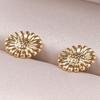 Fashion Ear Studs Gold Color Sun Heart Flower Stainless Steel Earrings For Women Men Accessories Ear Jewelry Fit DIY Rhinestone