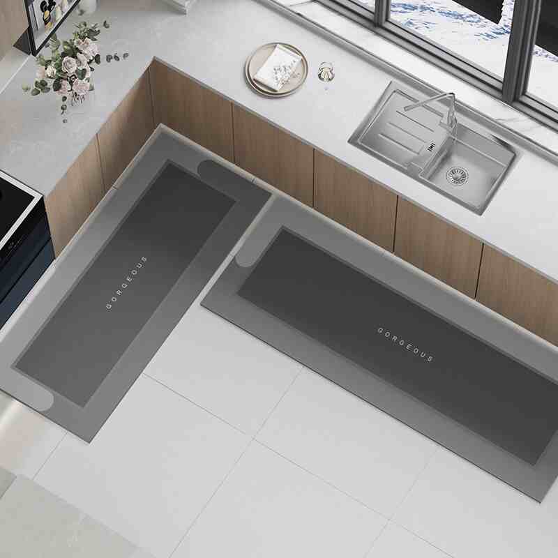 

2 шт. Кухонный мягкий коврик для пола из диатомовой грязи, бытовой нескользящий ковер в виде длинной полосы, абсорбирующий, быстросохнущий коврик для пола в ванной 50X80and50X160CM