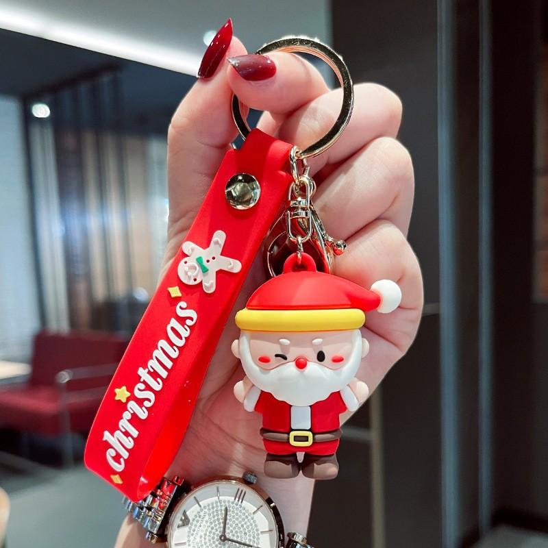 Creative Cute Christmas Keychain Santa Claus Snowman Elk Christmas Tree Pendant Cartoon Couple Car Backpack Hanging Decoration