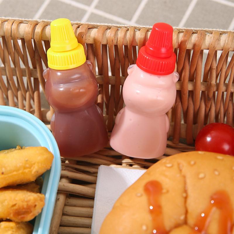 1/2/4Pcs Mini Sauce Box Squeeze Bottle Cartoon Cute Pattern Tomato Honey Condiment Container For Kids Lunch Box Accessories