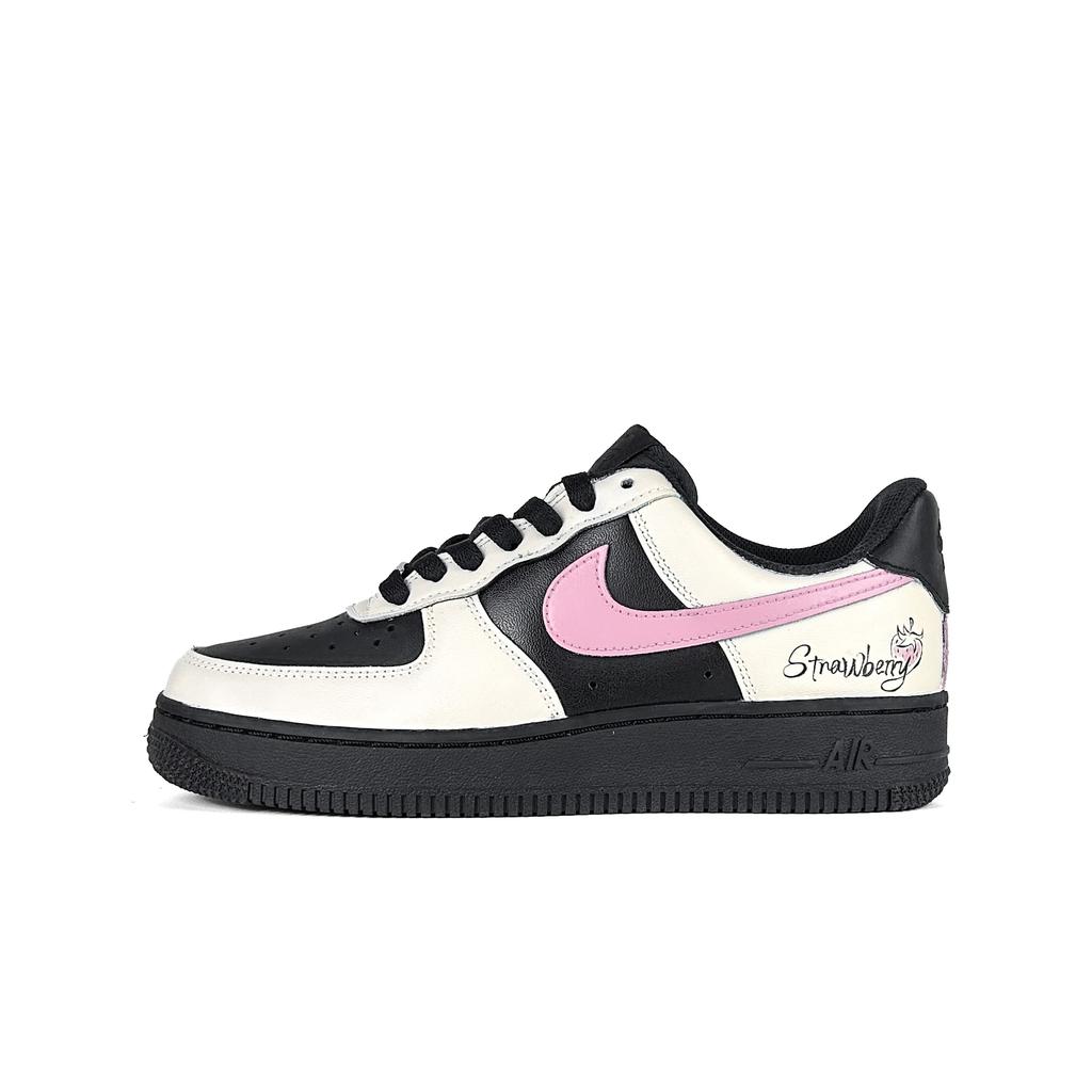 Nike Air Force 1 Leather Abrasion Resistant Slip Resistant Low top Skateboard Shoes Women's Black Pink DD8959-001()