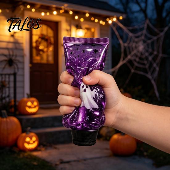 Portable Sensory Tools Halloween Toothpaste Stress Ball, Ghost Purple Starry Slow Rising Soft Tpr Decompression Fidget Toy, Squeeze for Anxiety Relief
