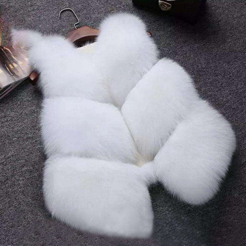 

Осень-зима толстый теплый искусственный меховой жилет из лисьего меха для женщин, высокое качество, модный короткий меховой жилет с V-образным вырезом, женский меховой жилет L