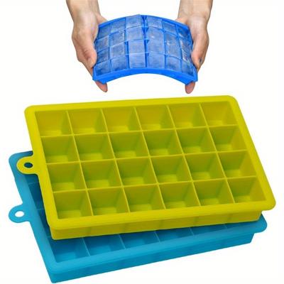 Silicone Ice Cube Tray 24 Square Molds BPA Free Flexible Easy Release for Freezer Cocktails Whiskey Home Kitchen Bar Accessories