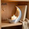Modern Home Soft Furnishing Crescent Moon LED Candle, Decorative Electronic Candle for Eid Al-Fitr Window Display Ornament Table Decor, Battery