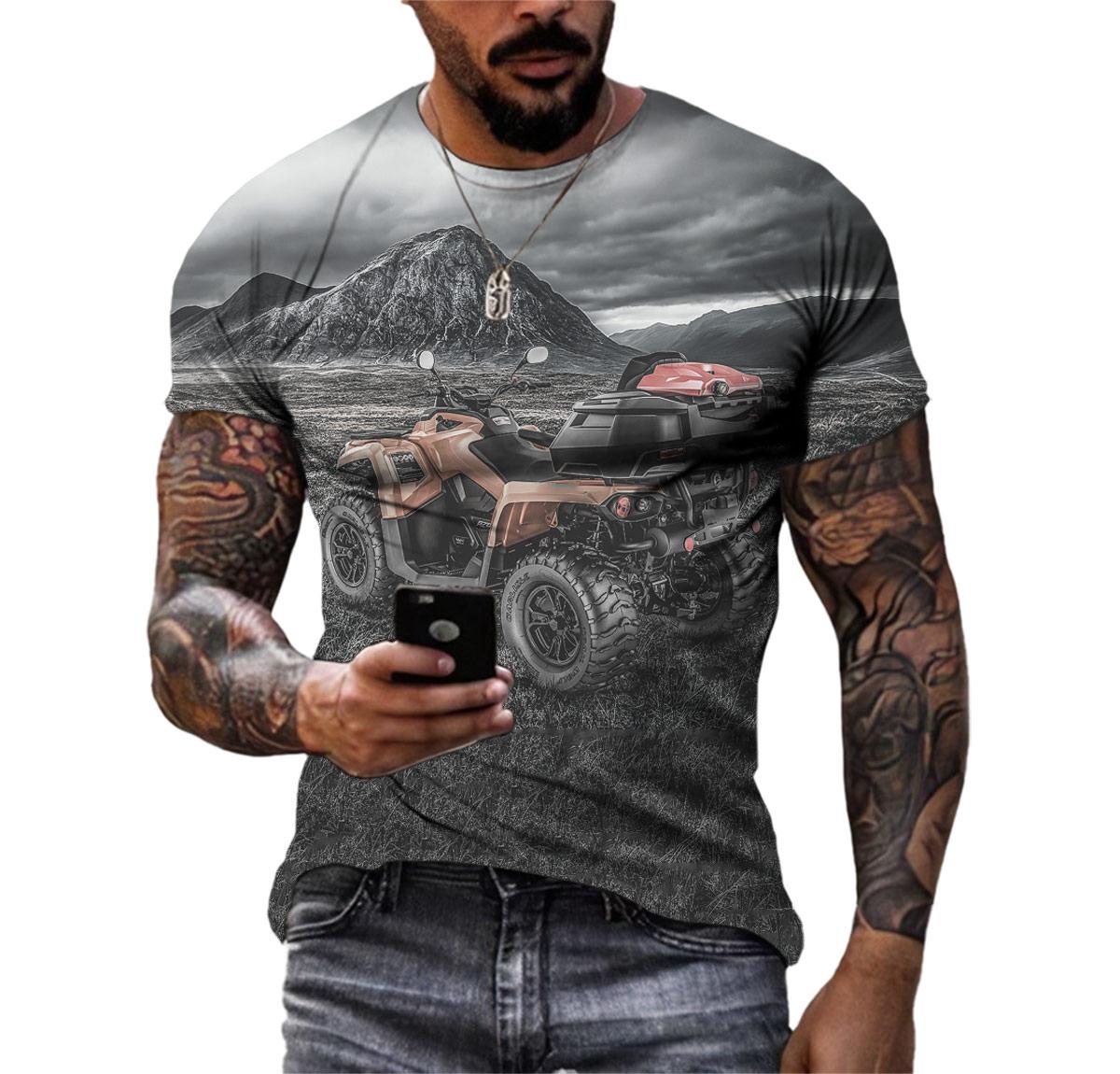 

Футболка Новий літній тренд Чоловіча хардкорна позашляховик з 3D-принтом для активного відпочинку, повсякденна, швидковисихаюча, з короткими рукавами, вінтажна, класична, з круглим вирізом 2XL