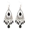 Earrings With Fashionable And Creative Ethnic , Retro Carved Flower, Water Droplet Gemstone, Tassel Earrings