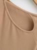 Design Sense Oblique Neckline Hollow Long-Sleeve Slim-Fit Velvet Top for Women - Autumn/Winter Sexy Base Layer